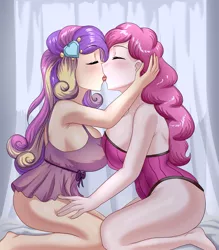 Size: 1798x2048 | Tagged: source needed, suggestive, artist:thebrokencog, derpibooru import, pinkie pie, princess cadance, human, babydoll, babydoll lingerie, big breasts, breasts, busty pinkie pie, busty princess cadance, cadancepie, clothes, commission, corset, eyes closed, fanfic art, female, females only, french kiss, hand on hip, hands on head, humanized, image, infidelity, kissing, lesbian, nightgown, png, revenge is a dish best served sweetly, shipping, sloppy kissing, tongue out