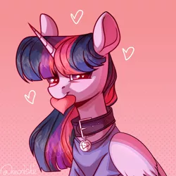 Size: 3000x3000 | Tagged: safe, artist:neonishe, derpibooru import, twilight sparkle, twilight sparkle (alicorn), alicorn, pony, clothes, collar, cute, floating heart, heart, heart eyes, hearts and hooves day, holiday, image, looking at you, png, shirt, solo, wingding eyes