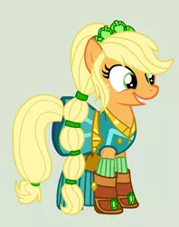 Size: 1872x2360 | Tagged: safe, artist:yulianapie26, derpibooru import, applejack, pony, equestria girls, legend of everfree, base used, clothes, crystal guardian, dress, equestria girls outfit, eyelashes, female, freckles, image, mare, png, simple background, smiling, solo