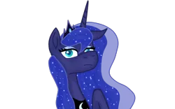 Size: 4000x2500 | Tagged: safe, artist:naturajellyfish, derpibooru import, princess luna, alicorn, pony, crown, ethereal mane, eyeshadow, female, image, jewelry, lidded eyes, looking at you, luna is not amused, makeup, mare, peytral, png, raised hoof, regalia, simple background, solo, starry mane, transparent background, unamused