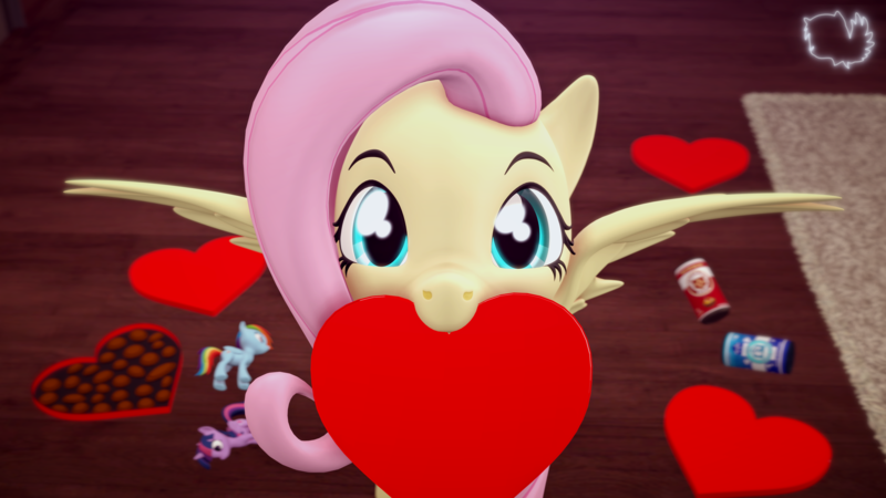 Size: 3840x2160 | Tagged: safe, artist:marshmallow-pone, derpibooru import, fluttershy, rainbow dash, twilight sparkle, pegasus, 3d, hearts and hooves day, image, png, source filmmaker