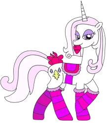 Size: 1989x2268 | Tagged: safe, artist:supahdonarudo, derpibooru import, fleur-de-lis, unicorn, bow, clothes, heart, holiday, image, looking at you, miss fleur is trying to seduce us, png, saddle, simple background, socks, tack, transparent background, valentine's day