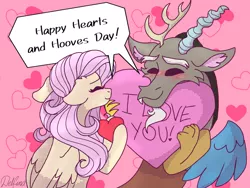 Size: 1024x768 | Tagged: safe, artist:delfinaluther, derpibooru import, discord, fluttershy, draconequus, pegasus, pony, discoshy, female, heart, hearts and hooves day, holiday, image, love, male, png, shipping, solo, straight, valentine's day, wings