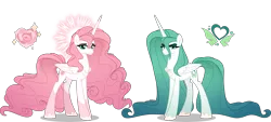 Size: 4000x1808 | Tagged: safe, artist:orin331, derpibooru import, princess amore, queen chrysalis, alicorn, pony, alternate design, alternate universe, coat markings, cutie mark, female, flowing mane, flowing tail, folded wings, halo, headcanon, image, jewelry, long mane, long tail, mare, peytral, png, redesign, regalia, simple background, socks (coat marking), story included, tail, transparent background, wings