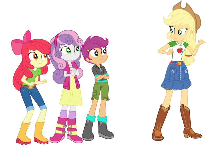 Size: 4000x2796 | Tagged: safe, artist:gmaplay, derpibooru import, apple bloom, applejack, scootaloo, sweetie belle, equestria girls, equestria girls series, happily ever after party, happily ever after party: applejack, image, png