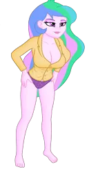 Size: 1700x3300 | Tagged: suggestive, derpibooru import, edit, editor:ah96, princess celestia, equestria girls, equestria girls series, big breasts, breast edit, breasts, busty princess celestia, cleavage, clothes, female, image, lace underwear, ms paint, panties, png, principal celestia, purple underwear, shading, simple background, smiling, solo, solo female, transparent background, underwear, underwear edit