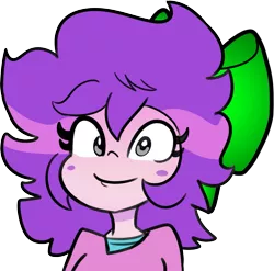 Size: 1319x1301 | Tagged: safe, artist:tjpones, derpibooru import, oc, oc:mable syrup, unofficial characters only, equestria girls, bow, bust, deaf, hair bow, image, mute, png, portrait, purple hair, simple background, solo, transparent background