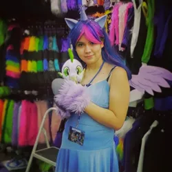 Size: 1080x1074 | Tagged: safe, artist:twilighttempest66, derpibooru import, spike, twilight sparkle, human, clothes, cosplay, costume, image, irl, irl human, jpeg, otakon, otakon 2014, photo, plushie