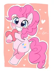 Size: 3000x3963 | Tagged: safe, artist:leo19969525, derpibooru import, pinkie pie, earth pony, pony, bipedal, blushing, cute, diapinkes, female, happy, heart, holiday, hoof hold, image, jpeg, mare, simple background, smiling, solo, valentine's day