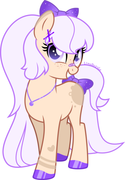 Size: 2781x4000 | Tagged: safe, artist:limedazzle, derpibooru import, oc, unofficial characters only, earth pony, pony, bandaid, bow, colored hooves, earth pony oc, female, full body, grin, hair bow, high res, hoof polish, hooves, image, jewelry, mare, necklace, png, show accurate, signature, simple background, smiling, solo, standing, tail, tail bow, transparent background