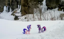 Size: 2048x1267 | Tagged: safe, derpibooru import, photographer:pakapaka1993, starlight glimmer, twilight sparkle, twilight sparkle (alicorn), alicorn, pony, unicorn, duo, image, irl, japan, jpeg, photo, plushie, snow, winter