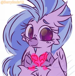 Size: 2018x2048 | Tagged: safe, artist:berrysoda10, derpibooru import, silverstream, hippogriff, blushing, claws, cute, diastreamies, female, heart, image, jpeg, looking at you, simple background, smiling, smiling at you, solo, white background