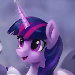 Size: 1024x1024 | Tagged: safe, artist:thisponydoesnotexist, derpibooru import, machine learning generated, pony, accidentally a canon character, eye clipping through hair, female, image, jpeg, mare, neural network, not twilight sparkle, open mouth, open smile, smiling, solo