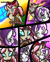 Size: 2400x3000 | Tagged: safe, artist:keytee-chan, derpibooru import, apple bloom, ocellus, scootaloo, sweetie belle, yona, oc, oc:quick brew, comic:the great big fusion 3 remake, comic, cutie mark crusaders, eyes closed, fusion, high res, image, merging, pleading, png, smiling, tsundere