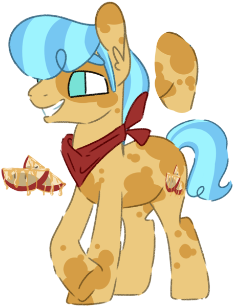 Size: 1064x1392 | Tagged: safe, artist:maximumpiracy, derpibooru import, oc, unofficial characters only, pony, base used, ear fluff, grin, image, magical lesbian spawn, male, neckerchief, offspring, parent:apple brown betty, parent:sunshower, png, raised hoof, simple background, smiling, stallion, transparent background