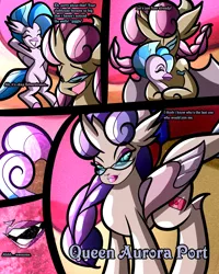 Size: 2400x3000 | Tagged: safe, artist:keytee-chan, derpibooru import, apple bloom, ocellus, scootaloo, silver spoon, silverstream, smolder, sweetie belle, yona, oc, oc:princess excellent punch, oc:queen aurora port, comic:the great big fusion 3 remake, comic, cutie mark crusaders, eyes closed, fusion, glasses, high res, image, lipstick, makeup, merging, png, smiling