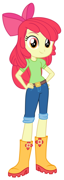 Size: 1500x4184 | Tagged: safe, artist:sketchmcreations, derpibooru import, apple bloom, best in show: the pre-show, equestria girls, equestria girls series, spoiler:eqg series (season 2), boots, bow, clothes, commission, female, hair bow, hand on hip, image, jeans, pants, png, shoes, simple background, smiling, standing, transparent background, vector