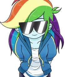 Size: 640x740 | Tagged: safe, alternate version, artist:batipin, derpibooru import, rainbow dash, equestria girls, arm behind back, cute, dashabetes, image, looking at you, png, simple background, solo, sunglasses, transparent background
