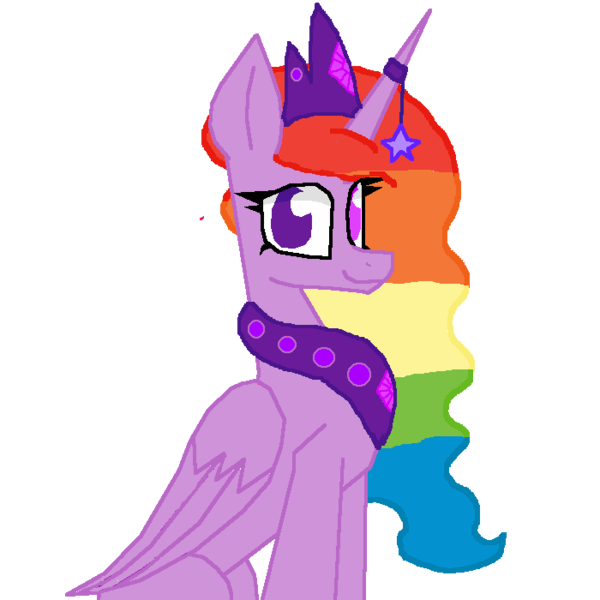 Size: 700x700 | Tagged: safe, artist:princessmoonlight, derpibooru import, oc, oc:moonlight stars, alicorn, pony, female, folded wings, horn, horn jewelry, image, jewelry, looking at you, mare, multicolored eyes, multicolored hair, multicolored mane, png, rainbow hair, simple background, sitting up, smiling, solo, transparent background, wings