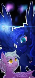 Size: 500x1094 | Tagged: safe, artist:乱山昏, derpibooru import, princess luna, oc, oc:cloud cover, alicorn, pegasus, pony, fanfic:pegasus device, fanfic:pegasus device: reckoning, fanfic:rainbow factory, crying, fanfic art, image, jpeg, magic