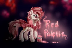 Size: 1626x1088 | Tagged: safe, artist:avui, derpibooru import, oc, oc:red palette, unicorn, clothes, image, jpeg, painting, scarf