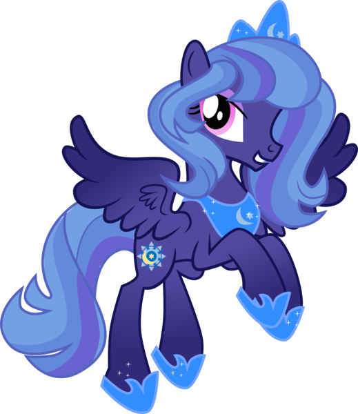 Size: 7155x8266 | Tagged: safe, artist:shootingstarsentry, derpibooru import, oc, oc:starry night, unofficial characters only, pegasus, pony, absurd resolution, crown, female, flying, full body, grin, hoof shoes, hooves, image, jewelry, mare, parents:styuna, pegasus oc, png, regalia, show accurate, simple background, smiling, solo, spread wings, tail, transparent background, vector, wings