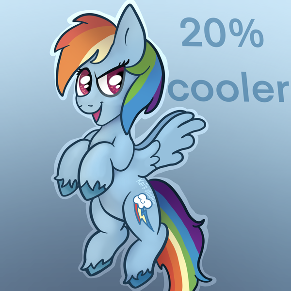 Size: 2000x2000 | Tagged: safe, artist:kaifurry, derpibooru import, rainbow dash, pegasus, pony, 20% cooler, cute, dashabetes, derpibooru exclusive, flying, gradient background, high res, image, multicolored mane, open mouth, png, solo, spread wings, text, unshorn fetlocks, watermark, wings