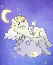 Size: 1634x2004 | Tagged: safe, artist:pipshaven, derpibooru import, oc, oc:exist, unofficial characters only, cloud, cute, dreamy, image, jpeg, moon, sfw, sleeping, stars, wings