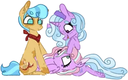 Size: 1280x804 | Tagged: safe, artist:maximumpiracy, derpibooru import, oc, unofficial characters only, earth pony, pony, unicorn, base used, earth pony oc, freckles, horn, image, magical lesbian spawn, neckerchief, offspring, parent:apple brown betty, parent:fluttershy, parent:pinkie pie, parent:starlight glimmer, parent:sunshower, parent:trixie, parents:trixiepie, png, simple background, transparent background, unicorn oc