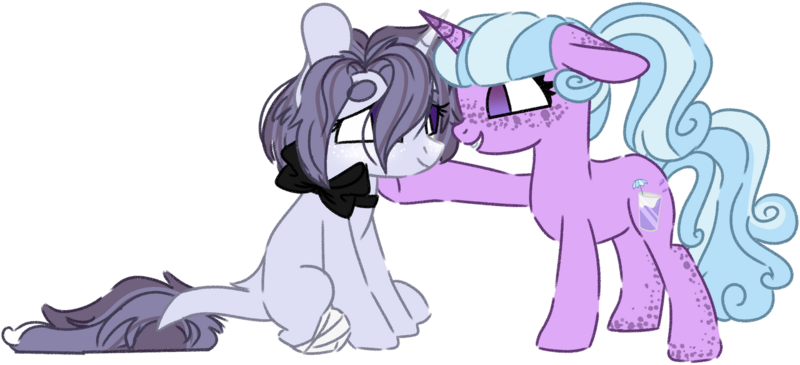 Size: 1280x584 | Tagged: safe, artist:maximumpiracy, derpibooru import, oc, unofficial characters only, pony, unicorn, base used, bow, duo, freckles, hair bow, horn, image, magical lesbian spawn, offspring, parent:pinkie pie, parent:trixie, parents:trixiepie, png, raised hoof, simple background, transparent background, unicorn oc