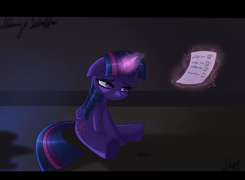 Size: 1280x939 | Tagged: safe, artist:opal_radiance, derpibooru import, twilight sparkle, twilight sparkle (alicorn), alicorn, pony, female, glow, glowing horn, horn, image, indoors, jpeg, magic, mare, signature, sitting, solo, telekinesis