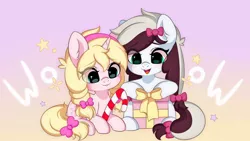 Size: 1024x576 | Tagged: artist needed, safe, derpibooru import, oc, oc:lily allure, oc:vanilla cream, pony, female, filly, foal, image, jpeg, present