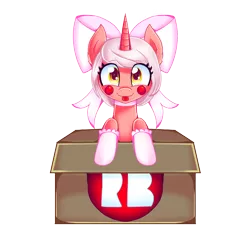 Size: 3000x3000 | Tagged: safe, artist:opal_radiance, derpibooru import, oc, unofficial characters only, pony, unicorn, :p, blush sticker, blushing, box, cardboard box, female, horn, image, mare, png, pony in a box, simple background, solo, tongue out, transparent background, unicorn oc