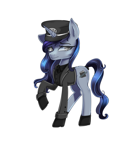 Size: 3000x3300 | Tagged: safe, artist:opal_radiance, derpibooru import, oc, unofficial characters only, pony, unicorn, clothes, hat, horn, image, png, raised hoof, simple background, solo, transparent background, unicorn oc