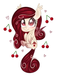 Size: 2149x2791 | Tagged: safe, artist:kaikururu, derpibooru import, oc, oc:cherri crimzon, unofficial characters only, bat pony, pony, bat pony oc, bat wings, cherry, food, image, png, simple background, slit pupils, solo, transparent background, underhoof, wings