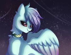 Size: 2500x1953 | Tagged: safe, artist:silvia-zero, derpibooru import, oc, oc:#c0ffee, pegasus, pony, galaxy, hair over one eye, high res, image, male, pegasus oc, png, smiling, solo, stallion, wings