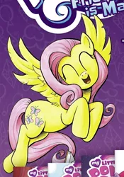 Size: 428x610 | Tagged: safe, derpibooru import, fluttershy, pegasus, pony, my little pony: generations, ^^, advertisement, cropped, cute, eyes closed, female, flying, happy, hooves, idw advertisement, image, mare, open mouth, open smile, png, shyabetes, smiling, solo, spread wings, wings