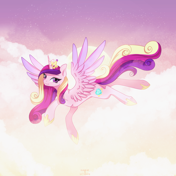 Size: 2200x2200 | Tagged: safe, artist:chickenbrony, artist:cloud_up, derpibooru import, princess cadance, alicorn, pony, flying, image, png, solo, spread wings, wings