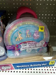 Size: 3120x4160 | Tagged: safe, derpibooru import, earth pony, pegasus, pony, unicorn, my little pony: a new generation, 2d, 3d, activity set, beads, case, dollar general, g5, image, irl, irl photo, jewelry, jpeg, mane five, my little pony logo, necklace, photo, price tag, sticker, trio