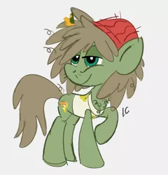 Size: 1831x1908 | Tagged: safe, artist:ladictadora, derpibooru import, dishwater slog, earth pony, pony, my little pony: pony life, the best of the worst, spoiler:pony life s01e02, beanie, food, g4.5 to g4, hat, image, jpeg, male, pizza, stallion