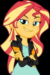 Size: 750x1113 | Tagged: safe, artist:eljosephrivera, derpibooru import, sunset shimmer, equestria girls, friendship games, black background, female, image, jpeg, simple background, smiling, smirk, smugset shimmer, solo