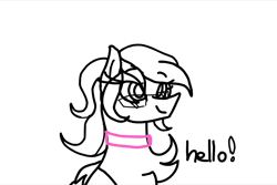 Size: 720x480 | Tagged: safe, artist:janeblood969, derpibooru import, oc, oc:silver dawn, pegasus, pony, animated, blinking, chest fluff, collar, female, fluffy, gif, glasses, image, mare, pegasus oc, pony oc, simple background, smiling, wings