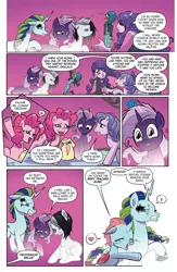 Size: 1988x3056 | Tagged: safe, derpibooru import, idw, black belle, dyre, grackle, ocellus, pinkie pie, shadow storm, violet shiver, human, pony, my little pony: generations, clothes, comic, crying, fading, image, jpeg, shirt, speech bubble