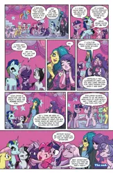 Size: 1988x3056 | Tagged: safe, derpibooru import, idw, black belle, dyre, fluttershy, grackle, lickety-split, minty, north star, ocellus, pinkie pie, rainbow dash, rarity, rosedust, shadow storm, twilight sparkle, violet shiver, alicorn, changedling, changeling, earth pony, human, pegasus, pony, unicorn, g1, my little pony: generations, comic, female, g4, high res, hug, image, jpeg, mare, speech bubble, the end