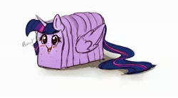 Size: 3254x1801 | Tagged: safe, artist:miokomata, derpibooru import, twilight sparkle, twilight sparkle (alicorn), ponified, alicorn, bread pony, food pony, original species, pony, blushing, bread, female, food, heart eyes, horn, image, jpeg, open mouth, open smile, simple background, smiling, solo, species swap, white background, wingding eyes, wings
