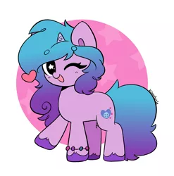 Size: 4734x4788 | Tagged: safe, artist:kittyrosie, derpibooru import, izzy moonbow, pony, unicorn, my little pony: a new generation, abstract background, cute, female, g5, image, izzybetes, looking at you, mare, one eye closed, open mouth, open smile, png, simple background, smiling, smiling at you, solo, white background, wink, winking at you