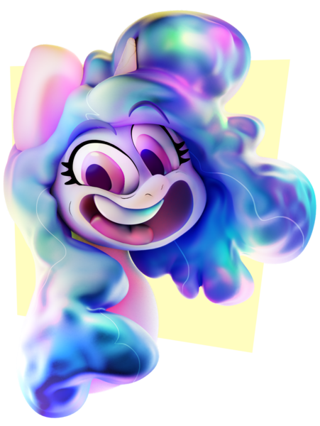 Size: 3078x4093 | Tagged: safe, artist:extradan, derpibooru import, izzy moonbow, pony, unicorn, my little pony: tell your tale, 3d, g5, image, looking at you, open mouth, png, smiling