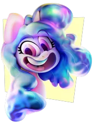 Size: 3078x4093 | Tagged: safe, artist:extradan, derpibooru import, izzy moonbow, pony, unicorn, my little pony: tell your tale, 3d, g5, image, looking at you, open mouth, png, smiling