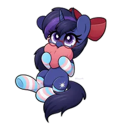 Size: 2000x2000 | Tagged: safe, artist:goyini01, derpibooru import, oc, oc:shadow twinkle, unofficial characters only, pony, blushing, bow, clothes, cute, female, glasses, hair bow, image, mare, png, simple background, socks, solo, striped socks, trans female, transgender, transparent background