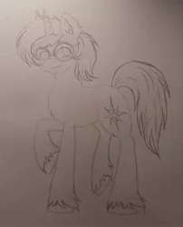 Size: 2932x3634 | Tagged: safe, artist:nightydream, derpibooru import, oc, oc:shadow twinkle, unofficial characters only, g5 style, glasses, image, jpeg, male, solo, traditional art, unshorn fetlocks